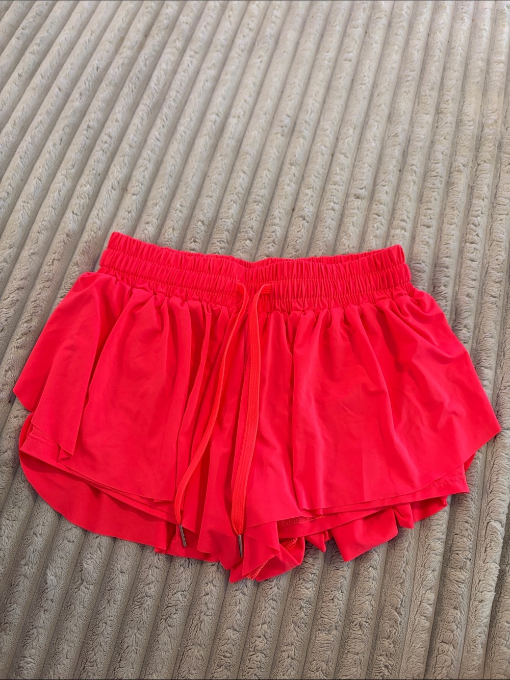Women’s Pink Athletic Ruffle Shorts with Drawstring